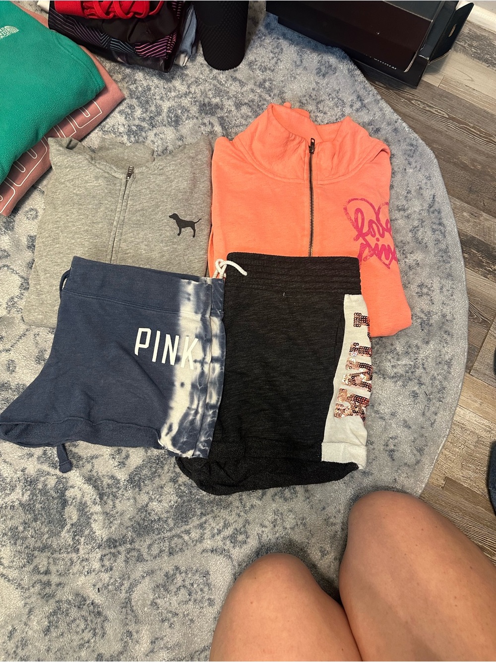 PINK Victoria's Secret Coral Zip Pullover & Assorted PINK Lounge Pieces
